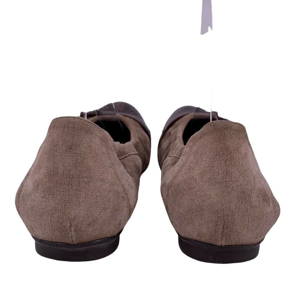 AGL Taupe Brown Suede and Snakeskin Cap Toe Ballet Flats Size 37 - Picture 4 of 6
